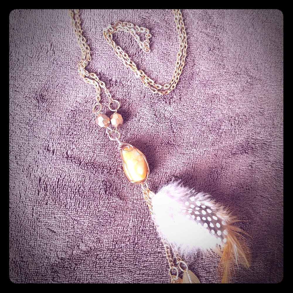 Quartz wire wrapped necklace